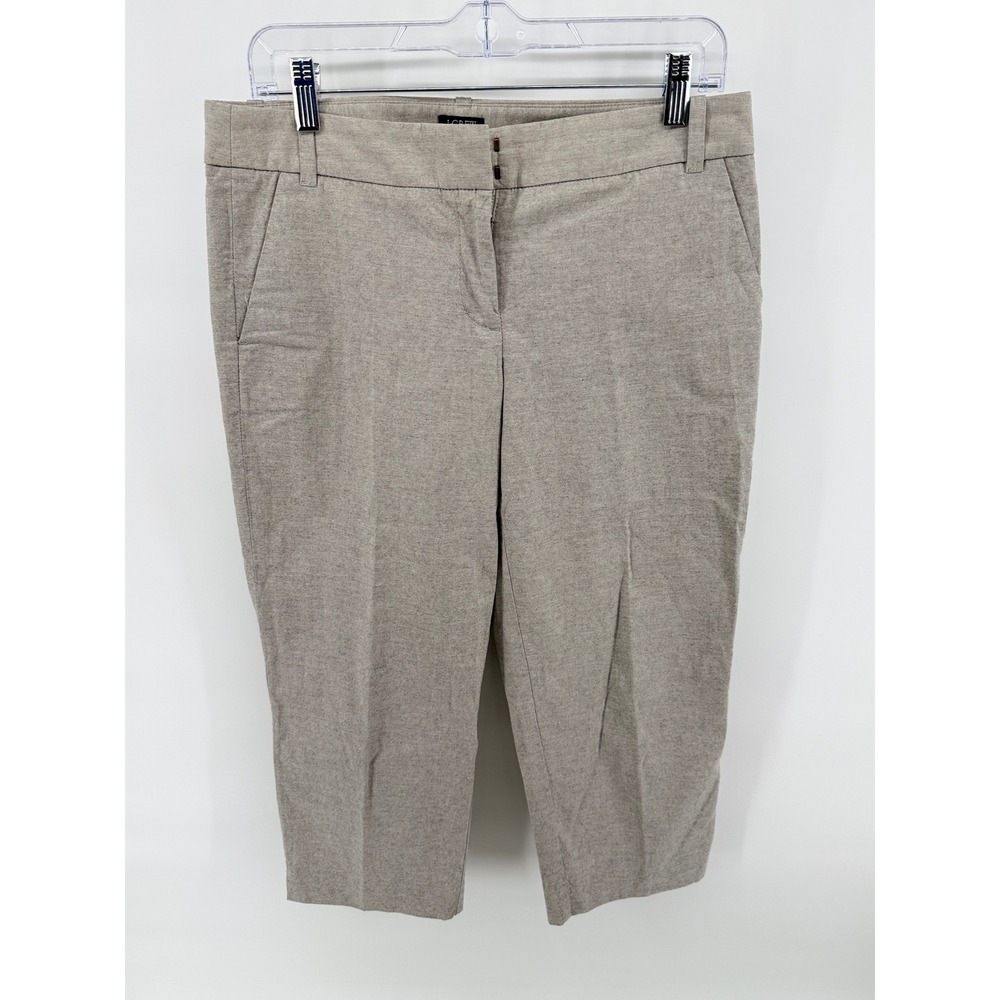 J.Crew City Fit Cropped Pants Womens 4 Gray Tan Cotton Chino Trousers RN77388